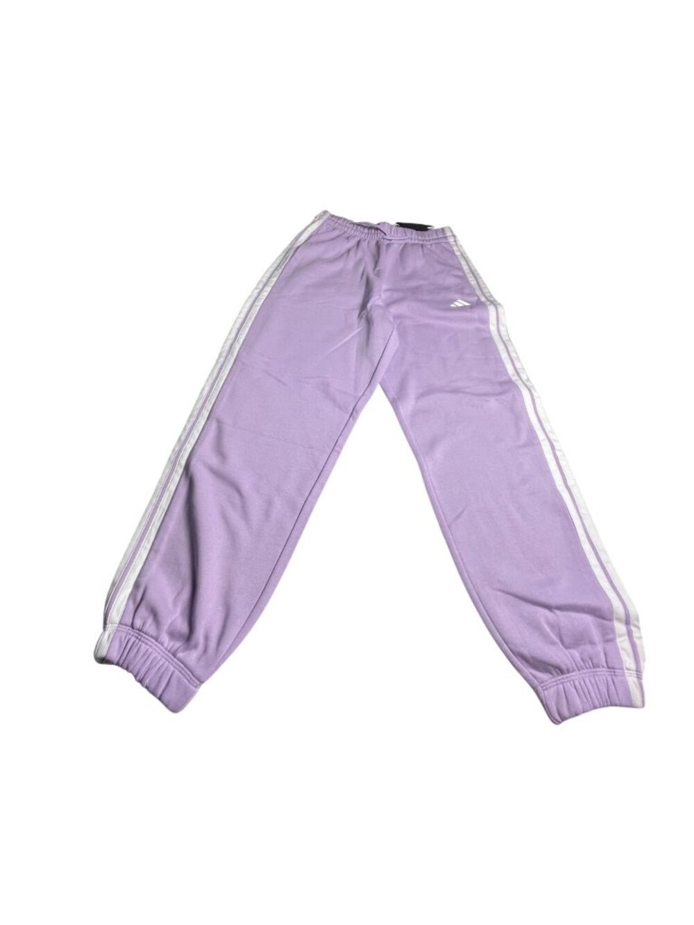 Adidas Women’s XL essentials 3-stripes fleece joggers, purple white NWT athletic